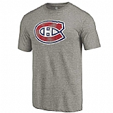 Men's Montreal Canadiens Distressed Team Logo Tri Blend T-Shirt Ash FengYun,baseball caps,new era cap wholesale,wholesale hats